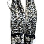 Scarf animal print floral gray black lightweight silky no tags Photo 0