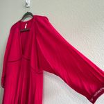 Free People Go Lightly V-Neck Swing Dress Medium Hot Pink Boho Soft Grunge Chic Photo 4