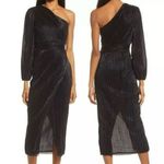 Saylor  Black One Shoulder Long Sleeve Party Cocktail Midi Dress XS Photo 12