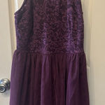 Zapaka Purple Halter Lace Floral Mini Dress Lined Zipper Size XL Party Formal‎ Photo 0