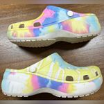 Crocs  Classic Platform Shoes Womens Size 11 Green Purple Clog Marbled Tie Dye Photo 1