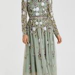 Mac Duggal 5716 Green Sequined Floral Long Sleeve High Neck Midi Dress Photo 0