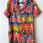Farm Rio  Graphic Scalloped Mini Shirt Dress, Size L Photo 5