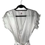 Oscar de la Renta  White‎ Charmeuse Robe Size Medium Pink Label Photo 2