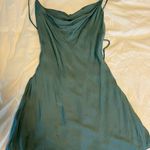 Olivaceous Satin Cross back Cowl Neck Dress Photo 1