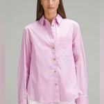 Lululemon NEW  Vita Pink Relaxed Fit Button Down Shirt, Cotton Blend Poplin SizeM Photo 2
