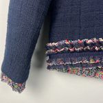 J.Crew Lady Jacket Tweed Navy Blue silk Liberty London floral Trim Ruffles Sz 2 Photo 11