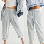 Free People  Make a‎ Stand Trouser in Blue Seersucker Stripe Size XS Photo 1