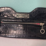 VTG Maxx New York Clutch Purse Leather Metal Buckle Closure Front Zip Black Photo 0
