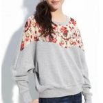 Free People  Floral Lace Long Sleeve Sweatshirt XS Women’s Gray Photo 0