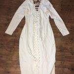 Nordstrom Poetic Justice M NWT white cosplay lace up back cream knit dress Photo 2