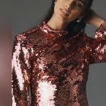 Anthropologie NWT Maeve Long-Sleeve Mock-Neck Sequin Mini Dress Size S Photo 3