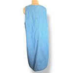 Vintage Quacker Factory Denim Jumper Midi Dress Plus 2X Yellow Floral Embroidery Blue Photo 5