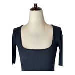 Good American  Bodysuit Women Small Black Ribbed Knit Square Neck Thong Gothic‎ Photo 4