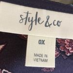 Style & Co  NEW Purple Embroidered Paisley Boho Tunic Top Plus 0X Fall Blouse Photo 4