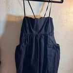 Urban Outfitters Black Mini Dress adjustable straps M pockets baggy minimalist Photo 0
