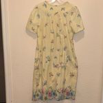 Vintage Pastel Yellow Floral and Butterfly Dress Size M Photo 8