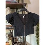 Derek Lam 10 Crosby Genna Cropped Gathered Linen Blend Top Black Womens Size 6 Photo 3