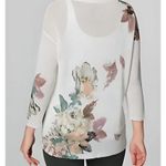 J. Jill Floral Linen Blend V Neck Cream Pullover Sweater M Purple Size M Photo 12