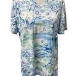 Reel Legends Blue, White & Green Print Short Sleeve V-Neck T-Shirt Size Large Photo 0