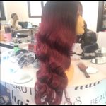 Wig deep wave human hair blende ombré burgundy Wig Photo 2