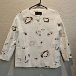 Massimo Dutti  White Abstract Cat Animal Print Crop Blazer 3/4 Sleeve Jacket US 2 Photo 0