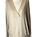 LNA  Sweater‎ Women Small Tan Wide Ribbed Knit Crossover V Neck Pullover Photo 0