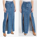 MOTHER Women's Snacks! The Lickity Split Fray Maxi Denim Skirt Size 30 Blue Photo 7