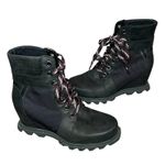 Sorel Joan of Arctic Wedge III Lexie Bootie Women 9 Black Jet Leather Waterproof Photo 1