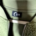 Zyia Active Flying V Olive Green Full Zip Sherpa Teddy Jacket Size Large Photo 2