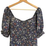 Inspired Hearts Floral Milkmaid Dress Sz XL Puff Sleeves Prairie Cottage Peasant Blue Photo 1