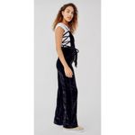 Free People  90s Forever Overalls Crushed Velvet Black size M Photo 7