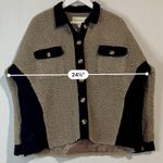 Prómesa PROMESA Women's Contrast Button Down Sherpa Jacket Grey Black Size Medium FLAW Photo 7