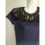 ZARA  W&B Collection Laced Shoulder Navy & White Black Striped Bundle Top Small Photo 2