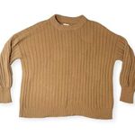 Aerie  Tan Rib Knit Scoop Neck Long Sleeve Sweater Fall Winter Cozycore Size XXS Photo 0