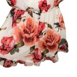 Show Me Your Mumu  Riri Floral Ruffle V Neck Romper Ivory Pink Coral Size Small Photo 4