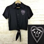 Hot Topic Not Today Planchette Tie Front Button Up Top Womens S Black Goth Rock Photo 1