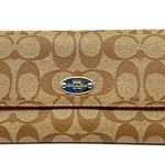 Coach brown leather signature Charlie C snap wallet pink interior A1532 … Photo 0