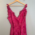 Hutch  x Anthropologie Ruffled‎ V Neck Leaf Wrap Maxi Dress Fuschia Small Party Photo 9