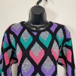 Funky Chunky Knit Diamond Sweater Size Medium Kate Collins Vintage 80s Acrylic Photo 3
