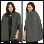 Torrid  Marled Knit Faux Leather Trim Cape Grey, OS New Photo 2
