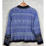 Nomadic Traders Lambswool Blend Zip Up Cardigan Blue Patterned Lined Jacket‎ Size L Photo 5