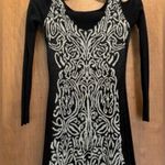 Caché Black Cold Shoulder Metallic Knit Sweater Dress | Size XL Photo 0