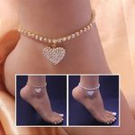 2pcs Gold Plus Silver Anklets for Men and Women, Simple Fashion Alloy Crystal Photo 1