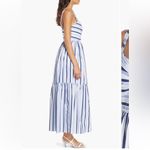 J.Crew Shirting Stripe Cotton Tiered Maxi Dress in Multi Blue size 2 $128 Photo 2