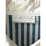 New York & Co. Teal Striped Button Down Shirt L Photo 3