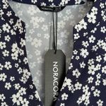 New Women's Floral Print Midi Maxi Dress Navy Small Noracora Short Sleeve V Photo 3