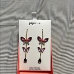 Piper  Purple and Gold Butterfly Earrings Photo 2