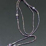 Amethyst Handmade Stone AB Purple Crystal Beads Lariat 40” Necklace Photo 10