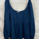 Universal Threads Universal Thread women's dark blue peplum balloon sleeve loose off shoulder top Photo 0